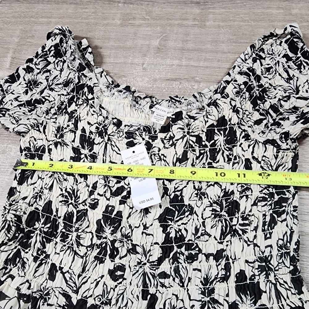 AMERICAN EAGLE Tropical Floral Hibiscus Tiered Shortsleeve Dress Medium - Picture 10 of 14